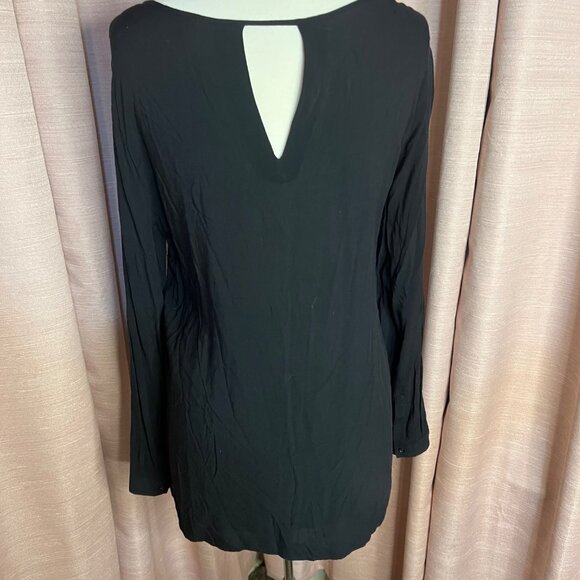 Old Navy Women Long Sleeve Blouse Folk Art Print Large 100% Rayon Office Casual - Picture 8 of 16